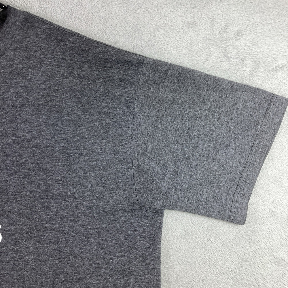 Adidas Shirt Adult Large Dark Gray Logo Sports Workout Casual Comfort SS - Picture 6 of 12